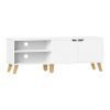 Mueble de tv de 2 puertas con estantes ajustables blanco