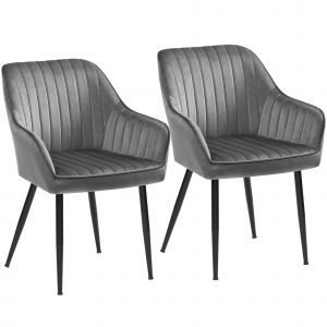 Juego de 2 sillas tapizadas con reposabrazos gris claro