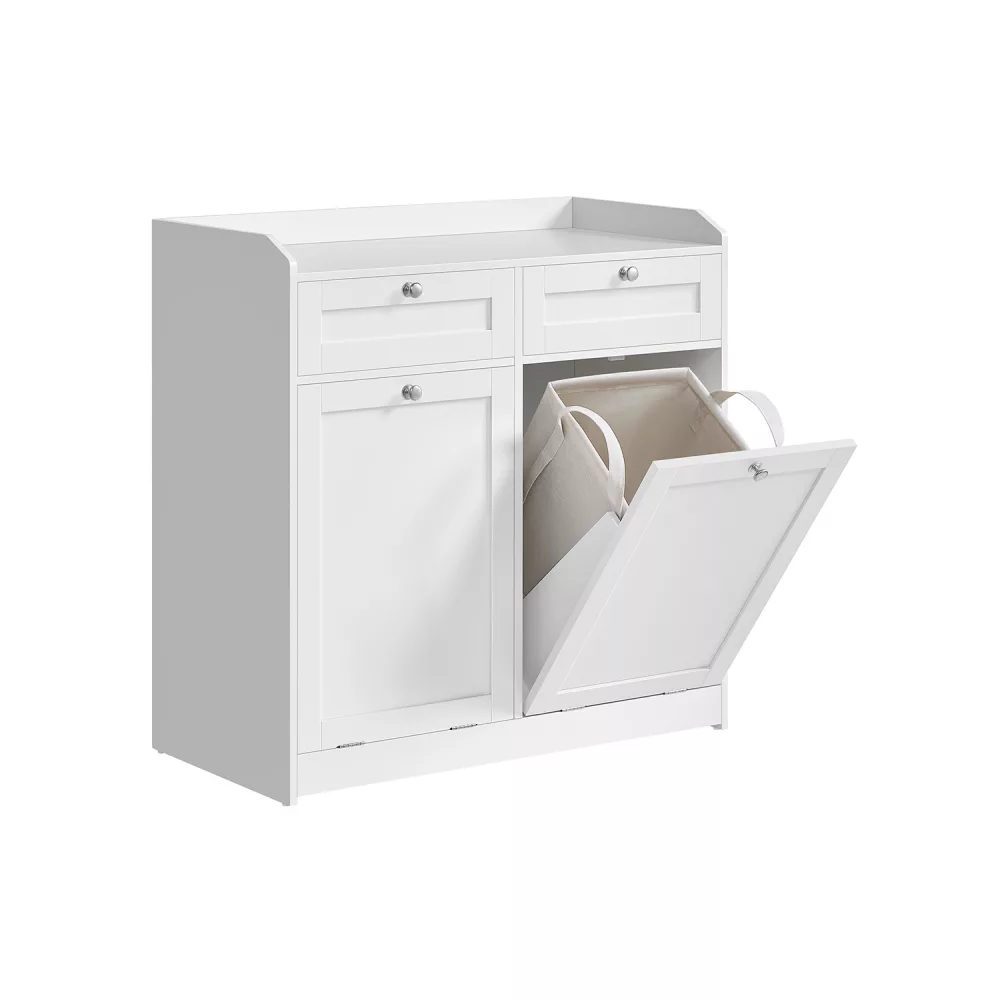 Armario de baño con cesto ropa sucia blanco nube