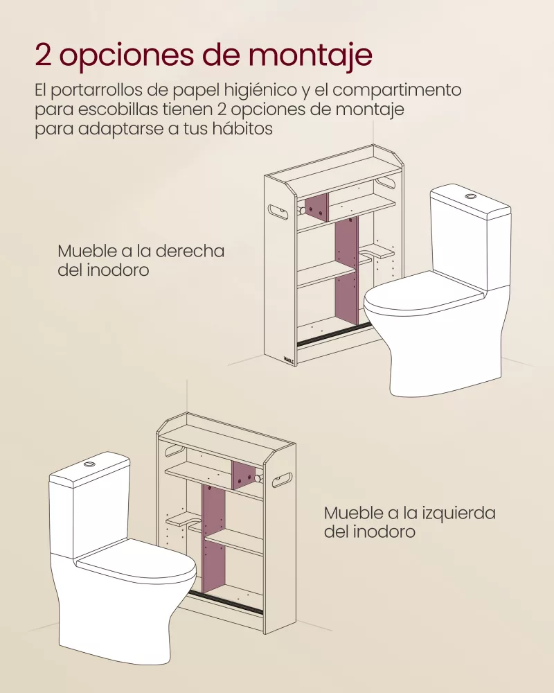 Armario de baño 20 x 60 x 80 cm blanco nube - Imagen 4