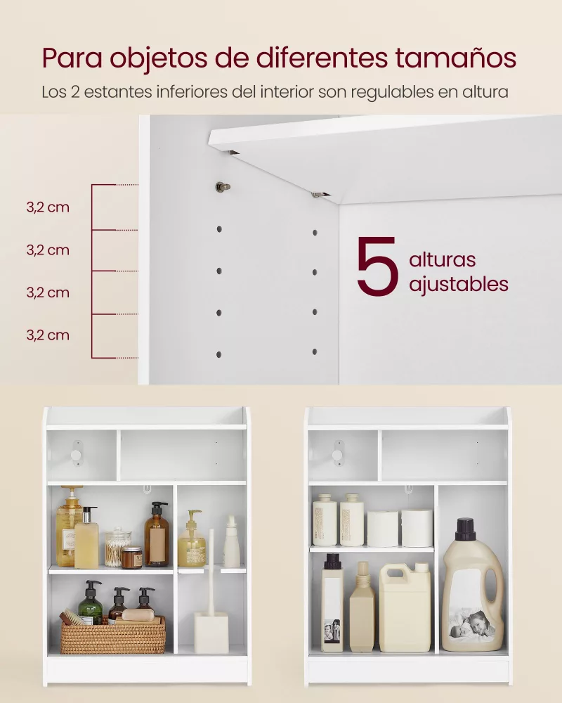 Armario de baño 20 x 60 x 80 cm blanco nube - Imagen 3