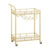 Carro de bebidas con portavasos, ideal para cocina o comedor, dorado
