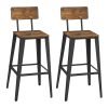 Taburetes de bar con respaldo y marco de acero, juego de 2