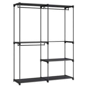 Armario ropa 3 secciones colgado y compartimentos, negro