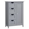 Armario baño estrecho, 4 cajones y puerta, gris paloma