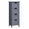 Estantería de baño de pie con 4 cajones, estilo moderno, gris