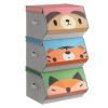 Set 3 cajas almacenaje infantil, tema animales, oso tigre zorro