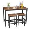 Conjunto de mesa de barra y 2 taburetes, estilo industrial