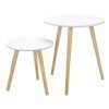 Juego de 2 mesas auxiliares nórdicas, redondas, blanco y natural