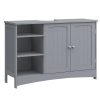 Mueble lavabo extra largo, 2 puertas, estantes, baño, gris paloma
