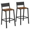 Juego 2 taburetes bar altos, cocina, comedor, marrón rústico