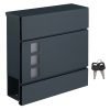 Buzón moderno de pared con cerradura y porta periódicos, gris antracita