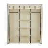 Armario ropa de tela, 3 secciones, 150x45x175 cm, beige