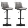 Set 2 taburetes bar giratorios, regulables, respaldo, gris paloma