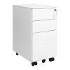 Archivador móvil con cerradura y ruedas, blanco, 2 cajones