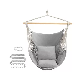 Hamaca Silla Colgante con 2 Almohadas Gris