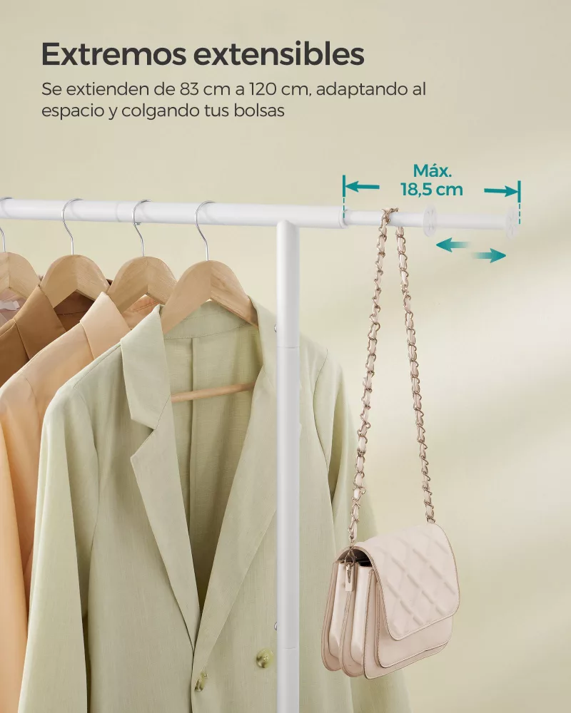 Burro para Ropa Tendedero 40 x (83-112) x 156 cm Blanco Nube - Imagen 3