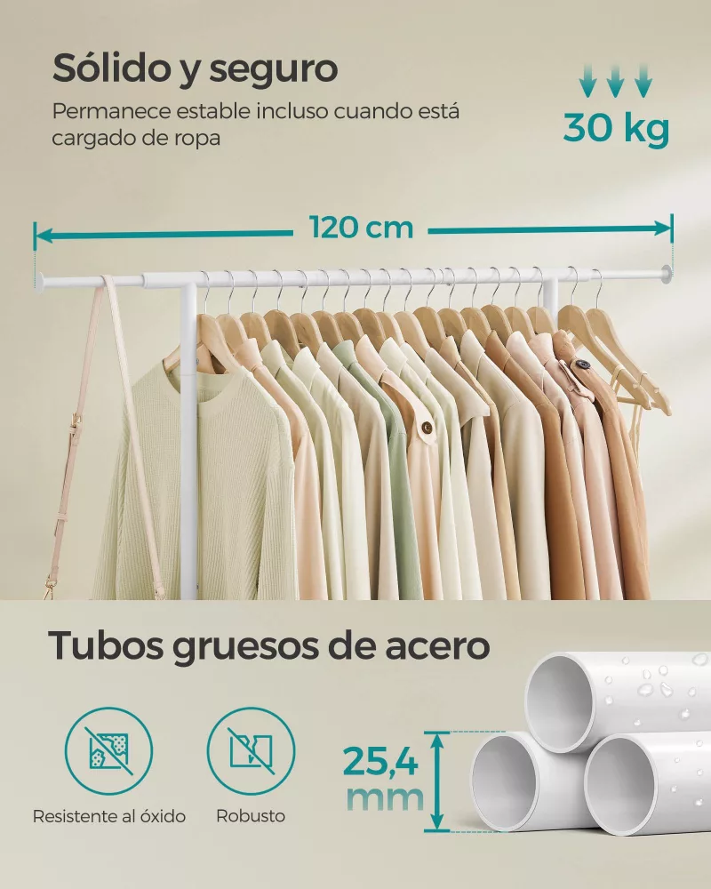 Burro para Ropa Tendedero 40 x (83-112) x 156 cm Blanco Nube - Imagen 4