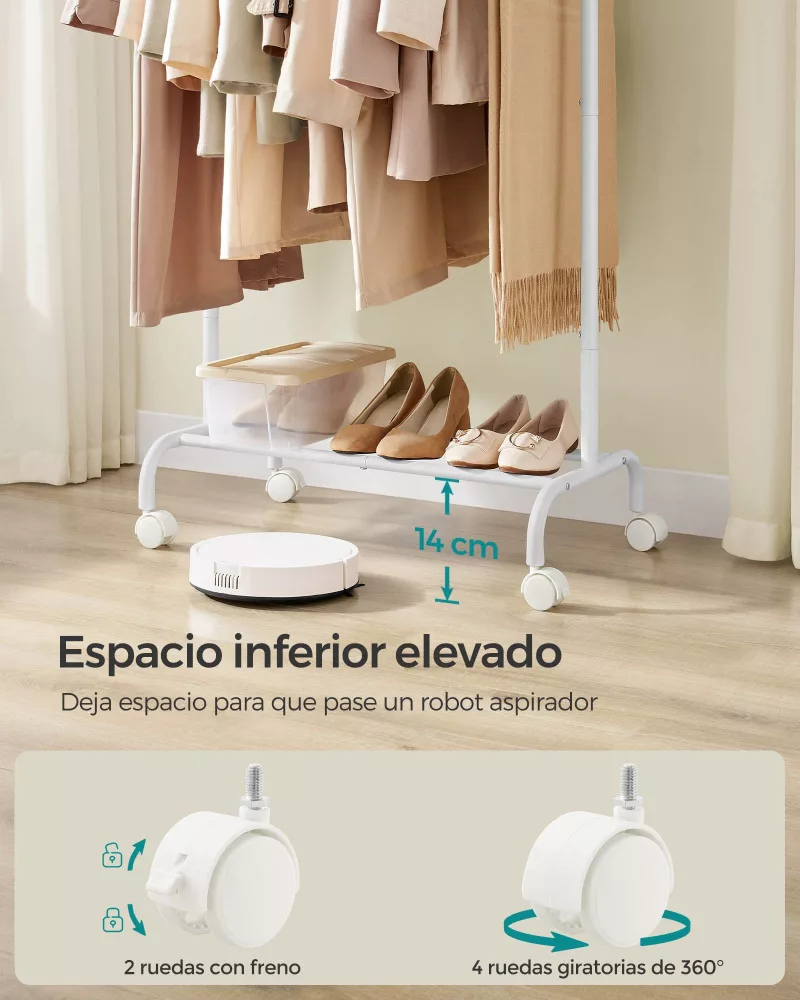 Burro para Ropa Tendedero 40 x (83-112) x 156 cm Blanco Nube - Imagen 5