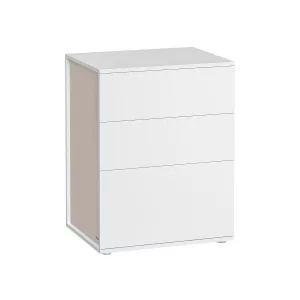 Mesita de noche blanco mate y beige capuchino montaje ultrarrápido sin herramientas