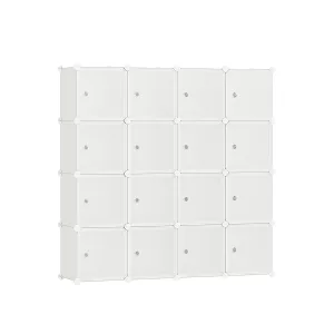 Estantería Modular de 16 Cubos Plástico Blanco Crema