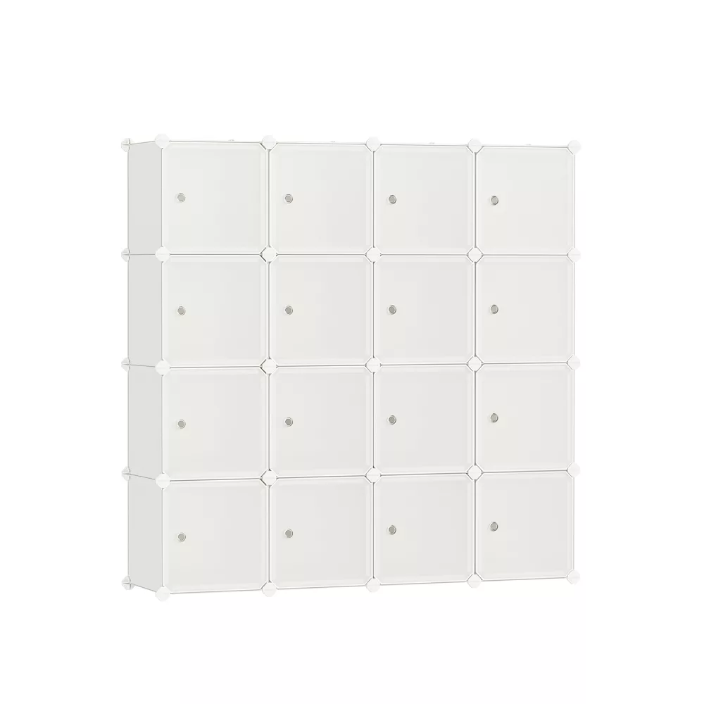 Estantería Modular de 16 Cubos Plástico Blanco Crema