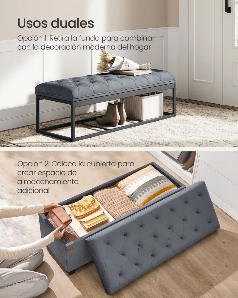 Banco Almacenaje 40x110x41 cm Gris Pizarra - Imagen 2