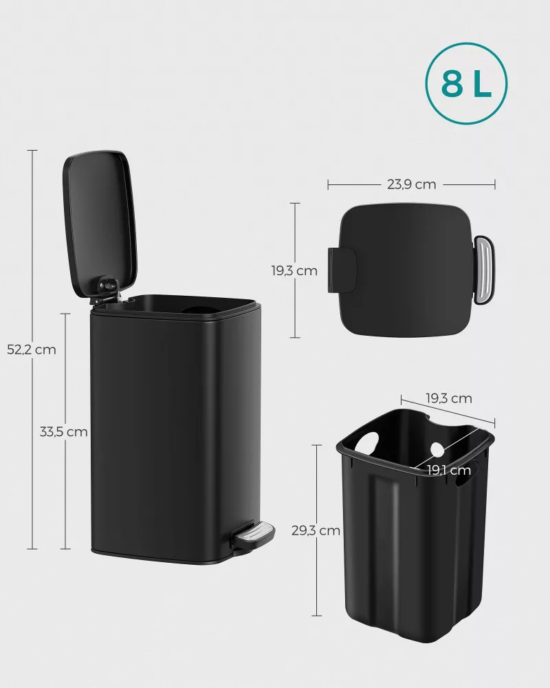 8 l cubo basura compacta, con pedal - Imagen 5