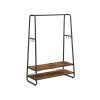 Perchero entrada 2 estantes, 6 ganchos, marrón rústico y negro