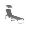 Tumbona reclinable con parasol y reposacabezas gris